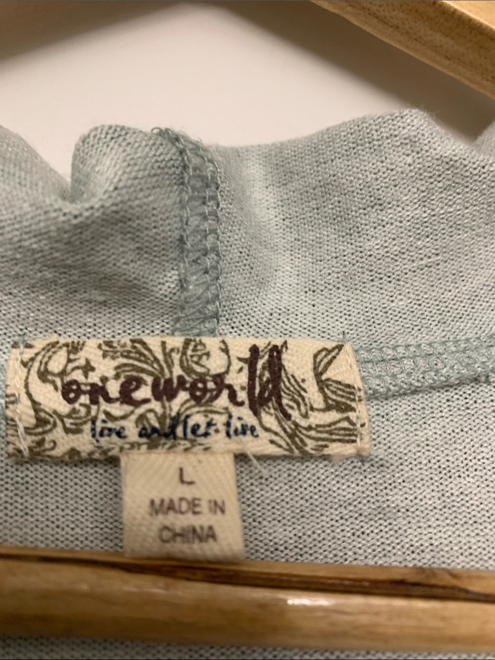 ONE WORLD Light Sage Knit Top with Henley Details in Large cute details hood - Picture 3 of 8